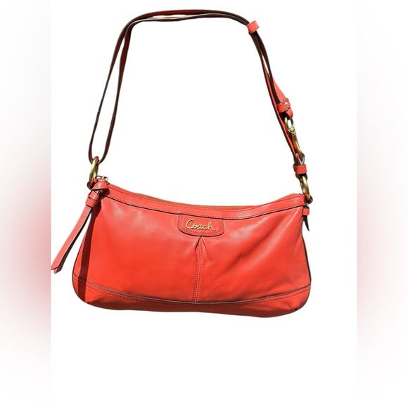 Coach Park Orange Leather Shoulder Bag - Picture 2 of 13